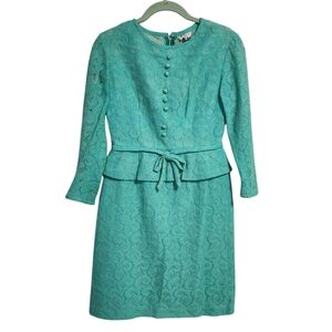 DAIMARU x VINTAGE lace mini dress in teal mint green size M